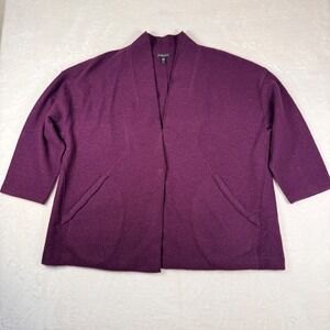 Eileen Fisher Woman Size 2XL Purple Merino Wool Cardigan Jacket